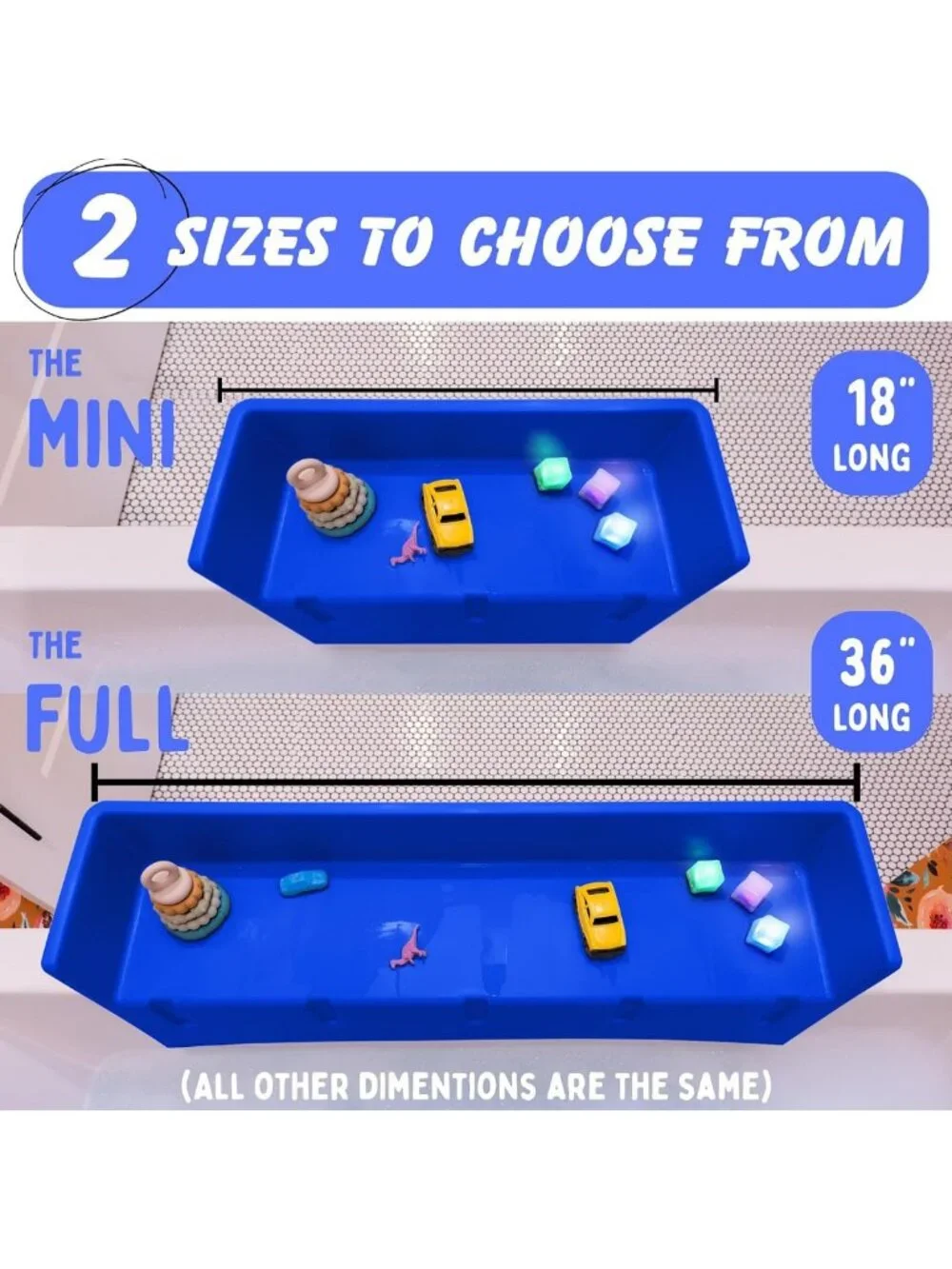 Kids Mini Bathtub Splash Guard & Toy Tray Bath Shelf - Blue Bath Accessory